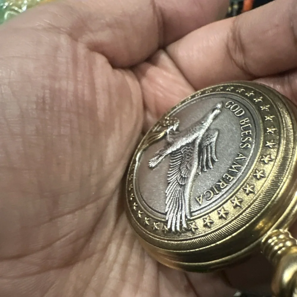 Works VTG Swiss MAJESTI Swiss Engravable 3D 48mm Embossed Eagle Pocket Watch